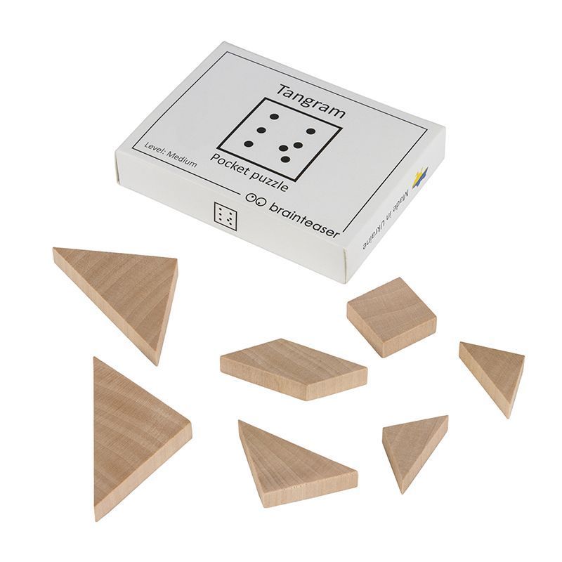 Дерев'яна головоломка Tangram pocket puzzle | Міні ЗАМОРОЧКА 5006en фото