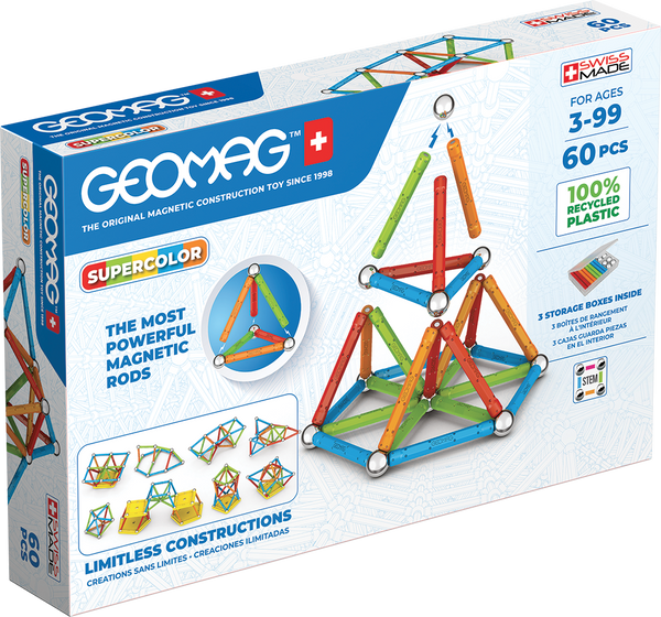 Geomag Supercolor 60 деталей | Магнітний конструктор Геомаг 384 фото