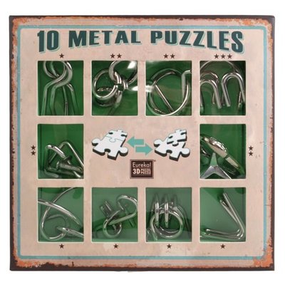 10 Metal Puzzle Green | Зеленый набор головоломок 473357 фото